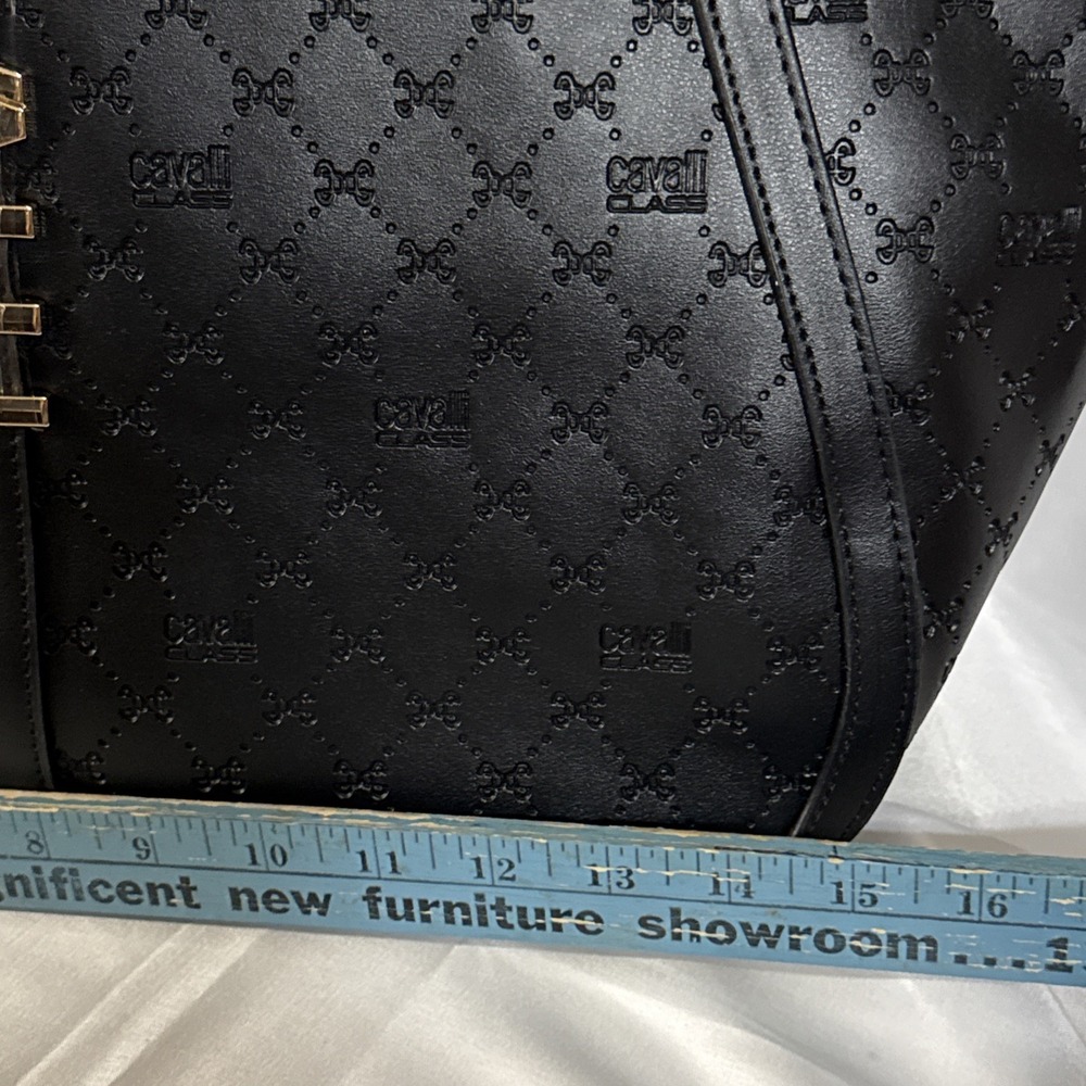 Cavalli Class XL Sandra Black Deboss Shopper Tote NWT $118 MSRP - Picture 11 of 12